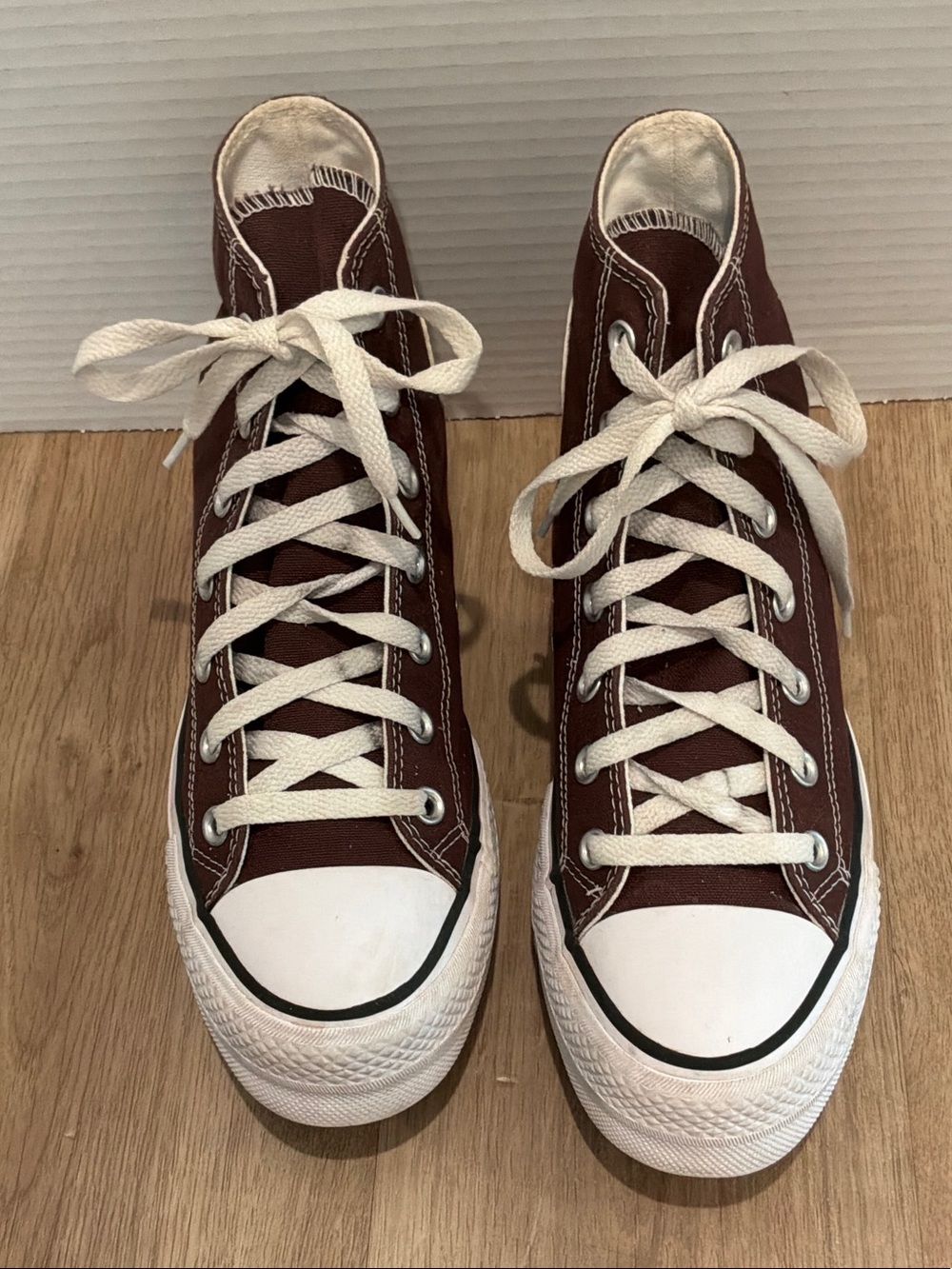 Converse High Top Sneakers - Brown and White men 6.5 women 8.5
